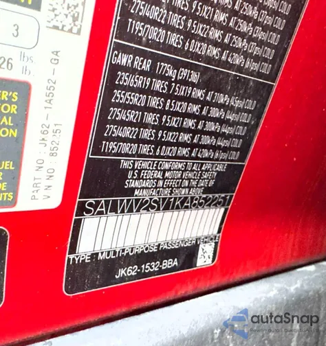 2019 Land Rover Range Rover Sport Hse Dynamic z USA, uszkodzony, nr VIN SALWV2SV1KA852251